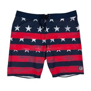 O'Neill Hyperfreak American Flag Print Board Short Size 38 Swim Wear Stretch